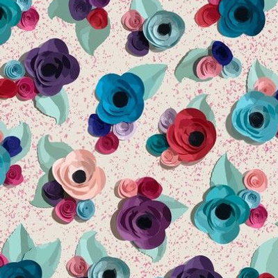 Paper Flowers on Pink Speckles by ArtfulFreddy