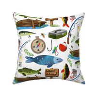 XL Gone Fishing - wallpaper and fabric