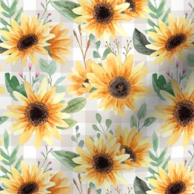 Sunflowers – soft sand gingham