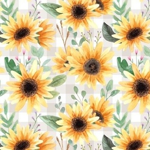 Sunflowers – soft sand gingham