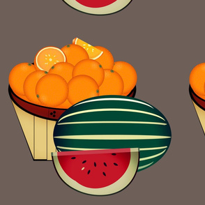 watermelon-oranges dk taupe