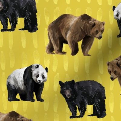 Bears with Yellow Ink on Yellow background