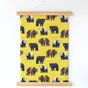 Bears with Yellow Ink on Yellow background