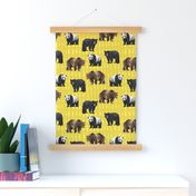 Bears with Yellow Ink on Yellow background