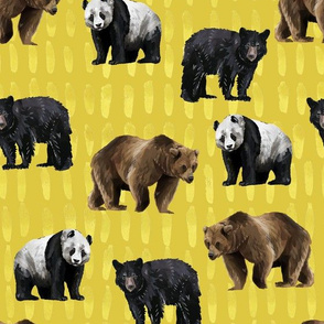 Bears with Yellow Ink on Yellow background
