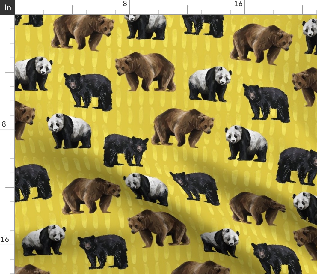 Bears with Yellow Ink on Yellow background