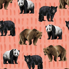 Bears on Inky Pink background