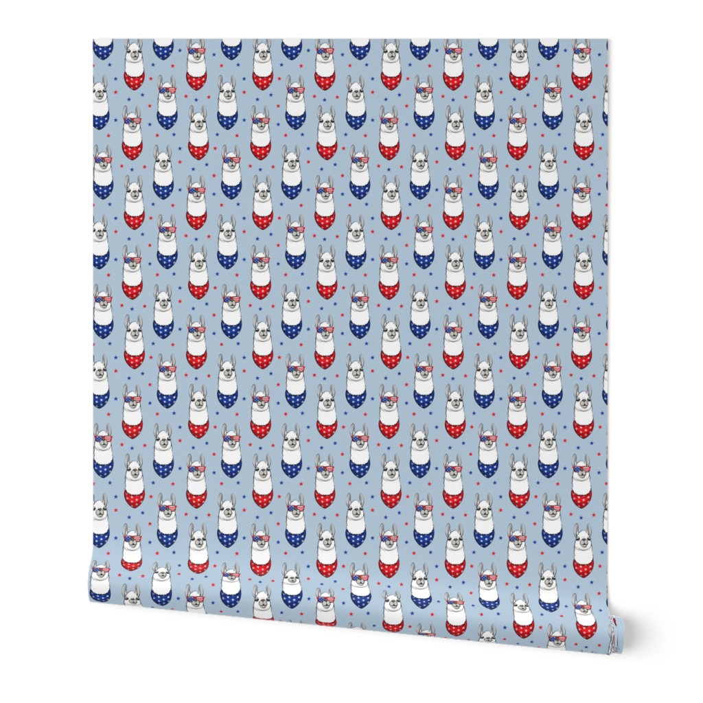 (1.75" scale) patriotic llamas on blue 2 with stars C20BS