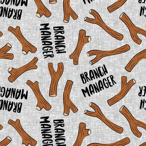 branch manager - sticks - twigs - tree branch - funny dog fabric - grey - LAD20