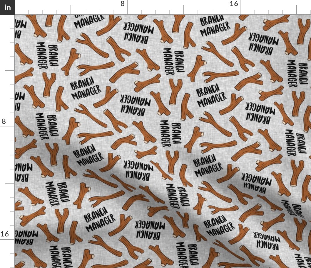 branch manager - sticks - twigs - tree branch - funny dog fabric - grey - LAD20