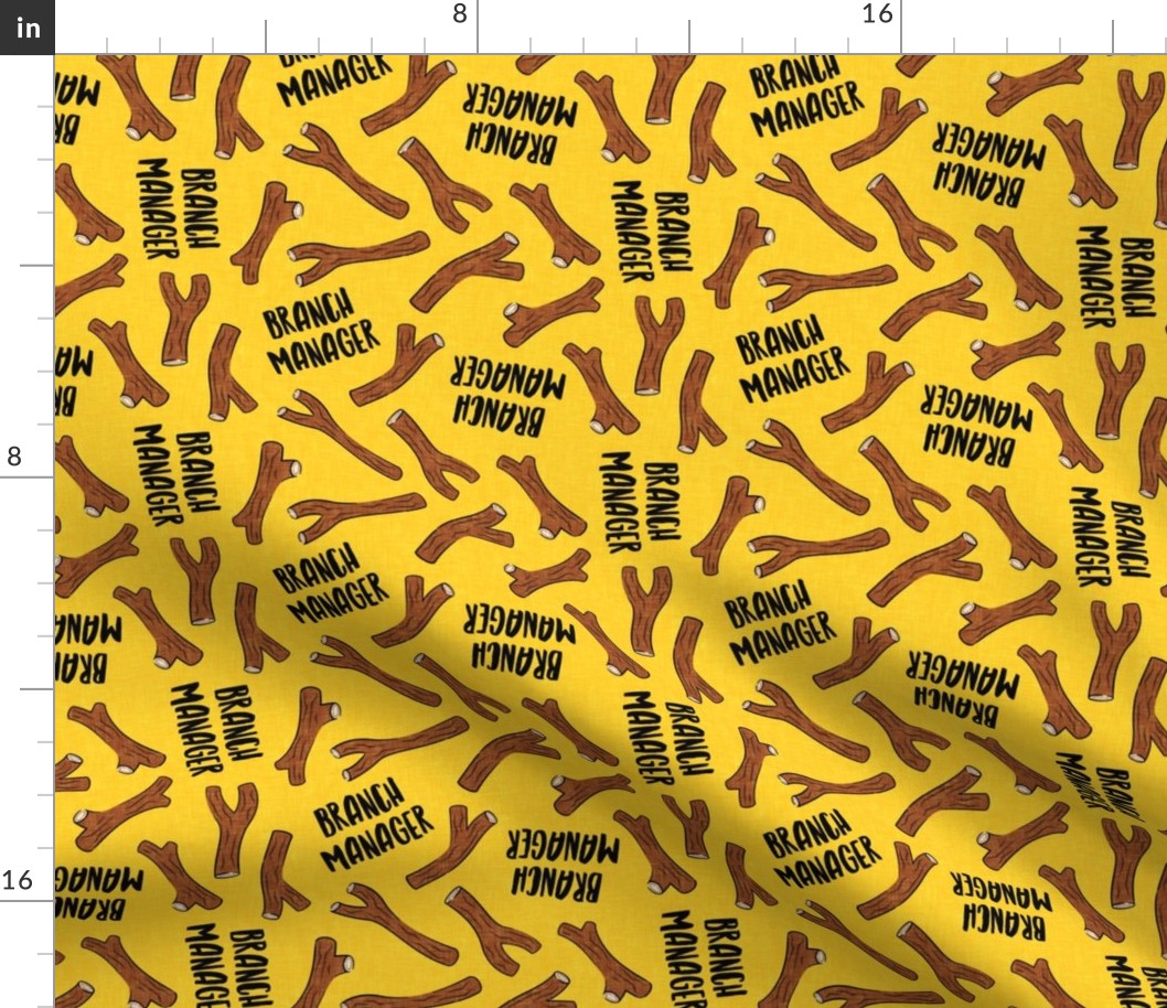 branch manager - sticks - twigs - tree branch - funny dog fabric - yellow - LAD20