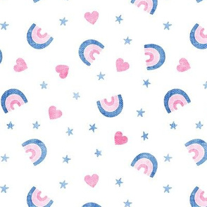 rainbows, stars, hearts - blue & pink  -LAD20