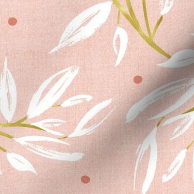 Zen - Gilded Blush Pink Leaves Large Scale