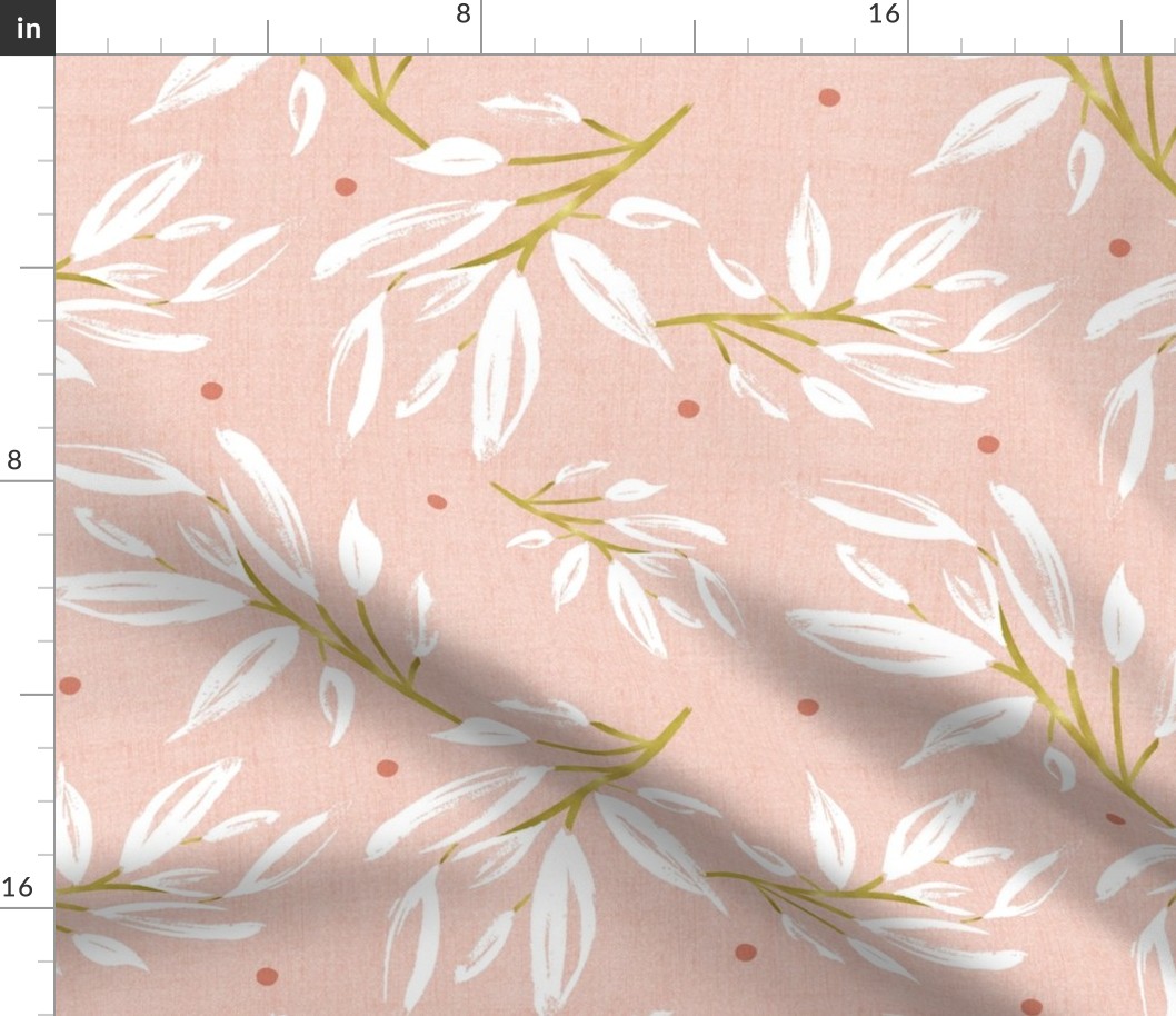 Zen - Gilded Blush Pink Leaves Large Scale