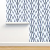 hand drawn herringbone | large scale in navy