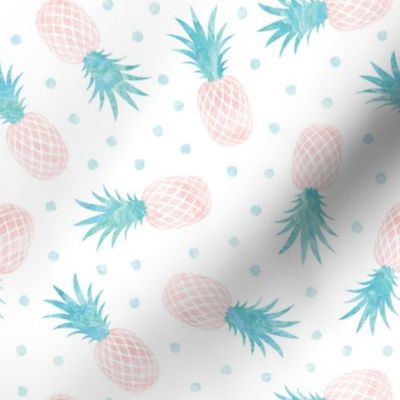 pineapples - summer - blue & pink w/ polka - LAD20