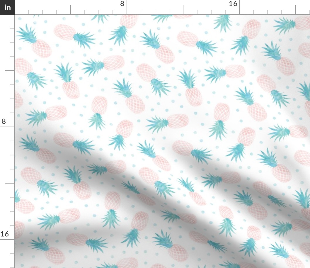 pineapples - summer - blue & pink w/ polka - LAD20