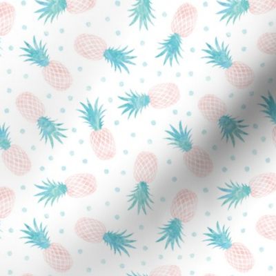 (small scale) pineapples - summer - blue & pink w/ polka - LAD20