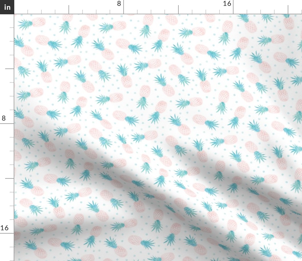 (small scale) pineapples - summer - blue & pink w/ polka - LAD20