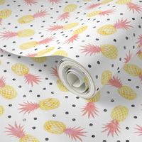 (small scale) pineapples - summer - pink w/ polka - LAD20