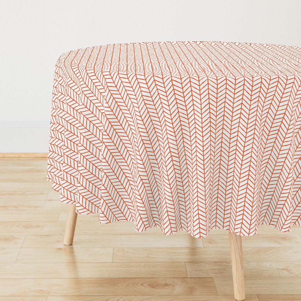 hand drawn herringbone | small scale in orange red