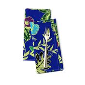 Small Vintage Tropical Orchid-royal Blue