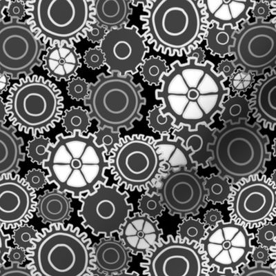 gear collage in black and white