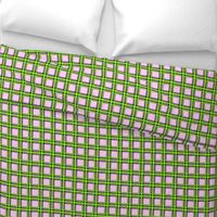 Geometric Plaid - Green on Pink 