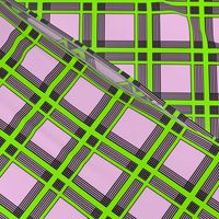 Geometric Plaid - Green on Pink 