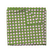 Geometric Plaid - Green on Pink 