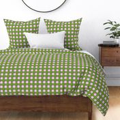 Geometric Plaid - Green on Pink 