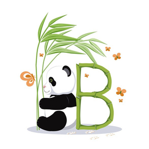 The letter B and Panda, white background