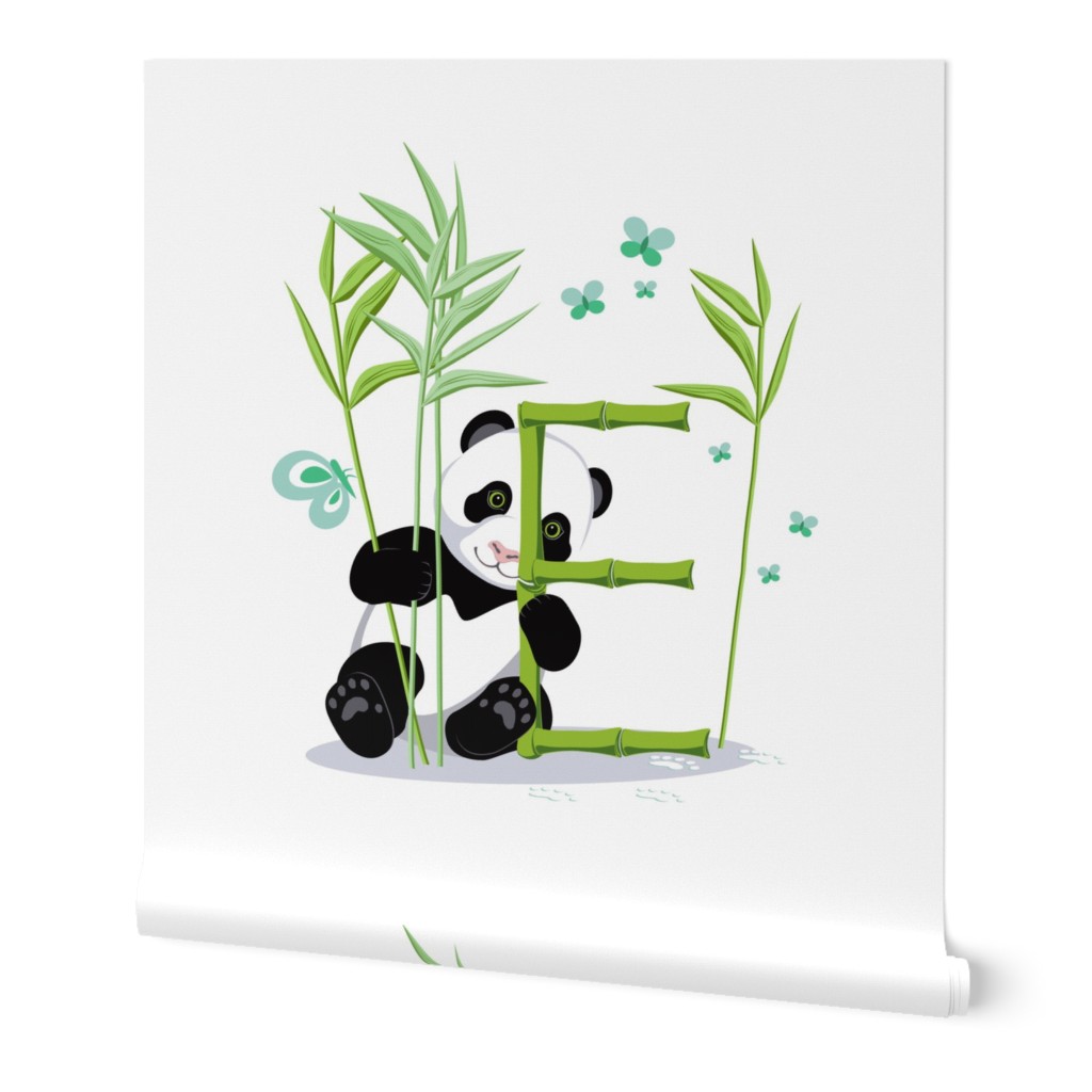 The letter E and Panda, white background