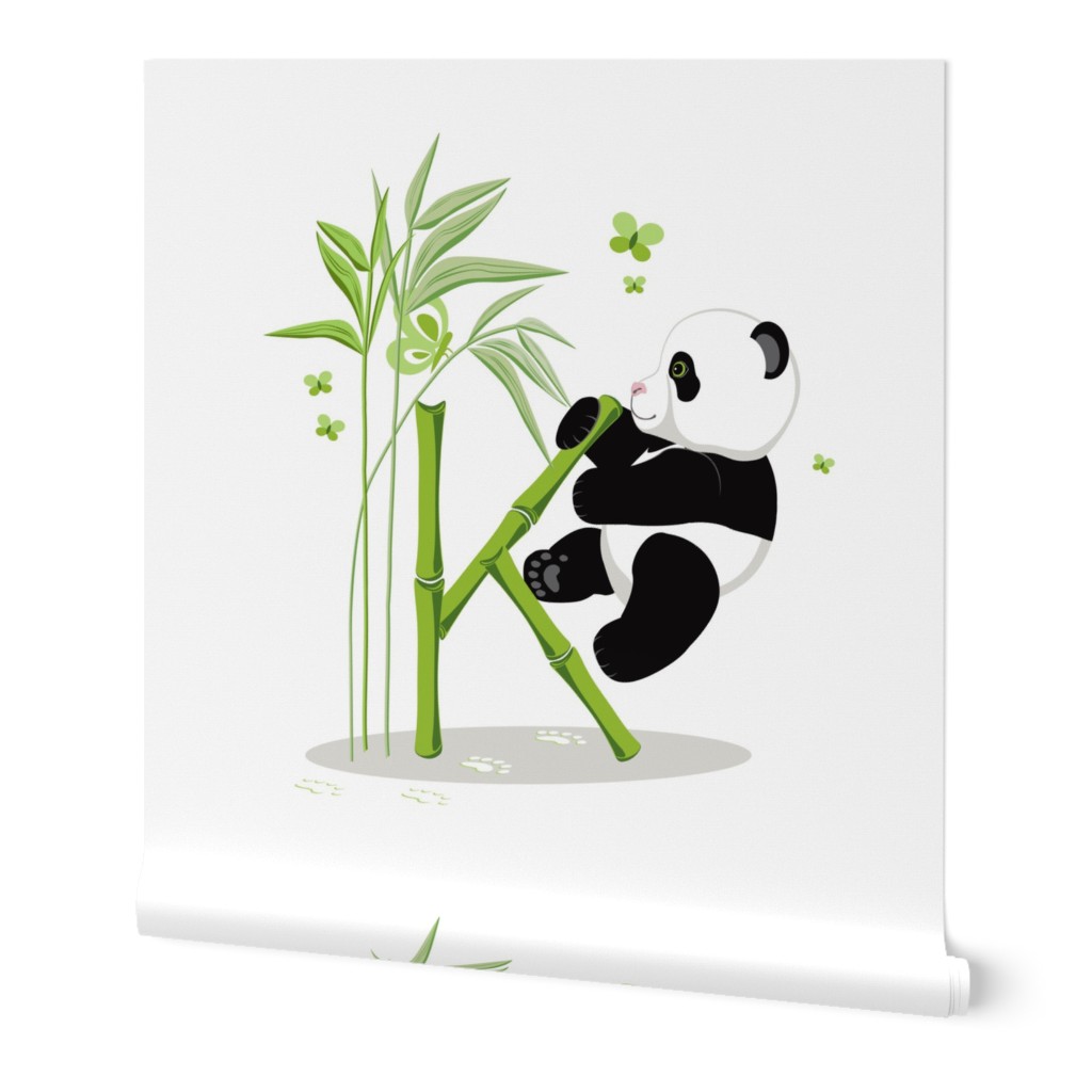 The letter K and Panda, white background