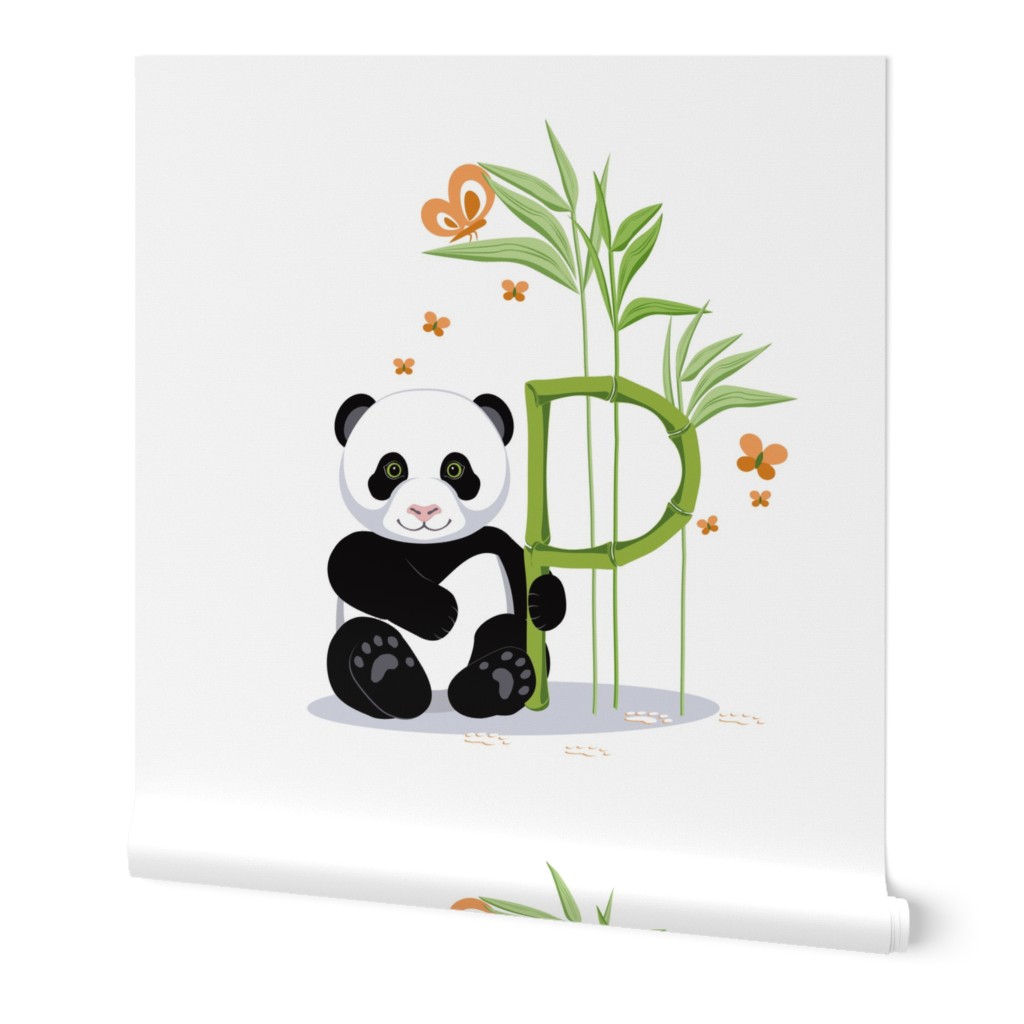 The letter P and Panda, white background
