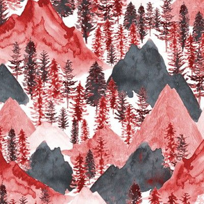 The Mountains Call in Red and Charcoal
