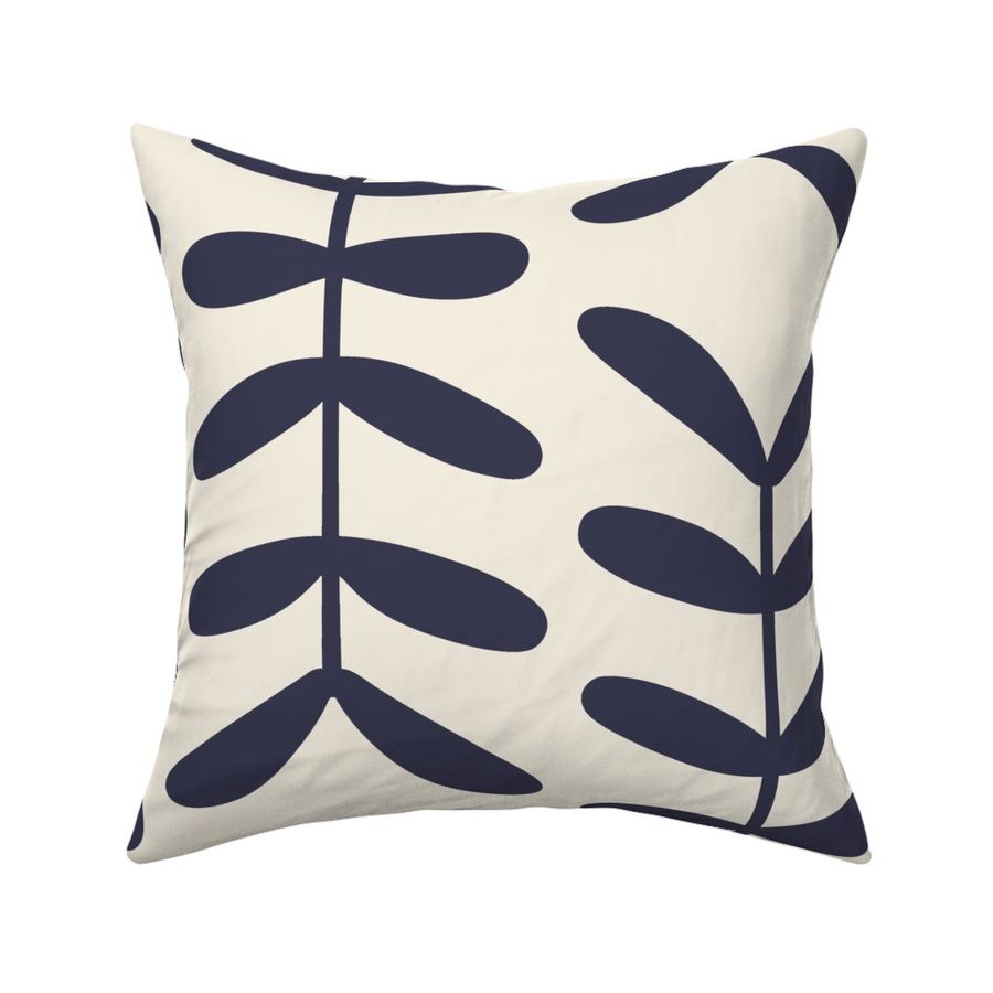 Funky Fern, Navy on Cream, Jumbo 