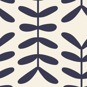 Funky Fern, Navy on Cream, Jumbo 