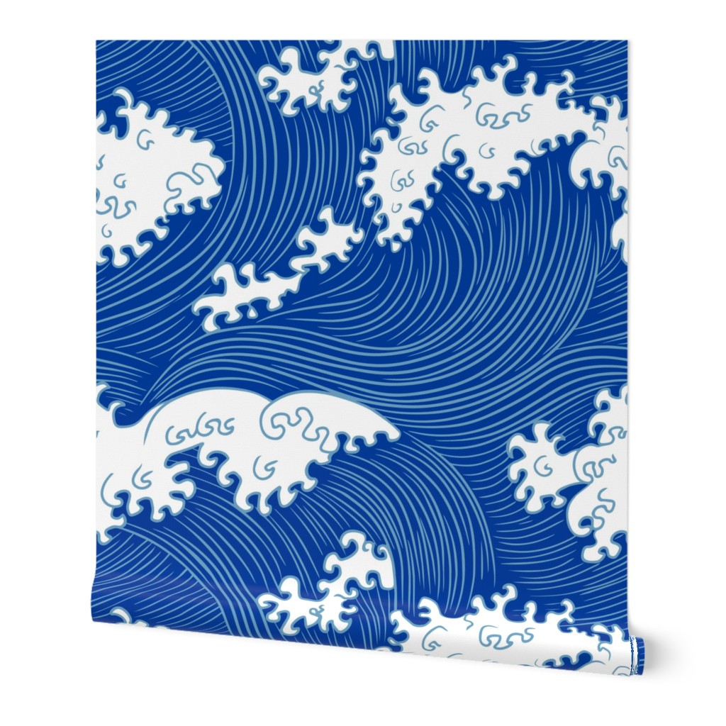 Japanese waves blue (large scale) 