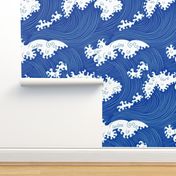 Japanese waves blue (large scale) 