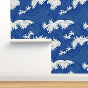 Japanese waves blue (large scale) 