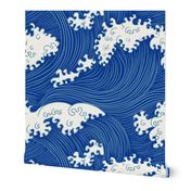 Japanese waves blue (large scale) 