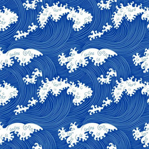 Japanese waves blue (large scale) 