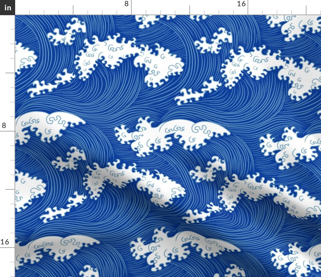 Japanese waves blue (large scale) 