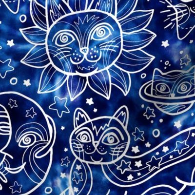 Celestial Cats in Celestial Blue