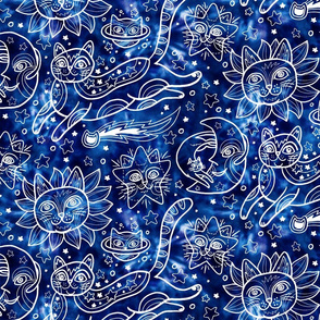 Celestial Cats in Celestial Blue