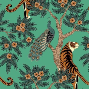 tiger and peacock emerald green (large scale)