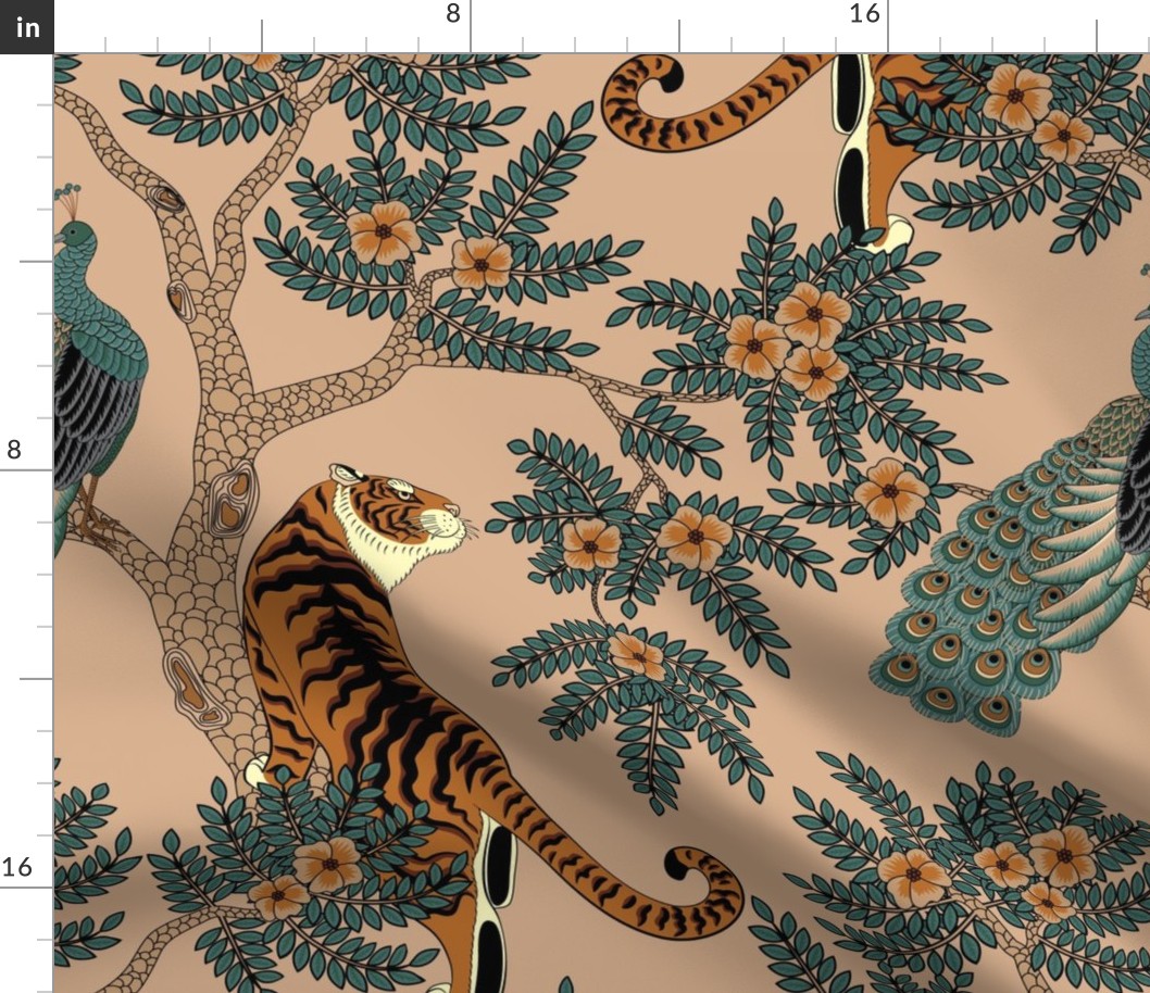 tiger and peacock beige (large scale)