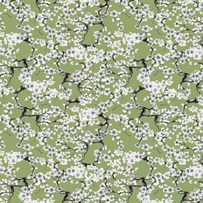 cherry blossom olive green (medium scale)