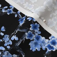 blue sakura on black (medium scale)